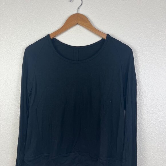 Shein Scoop Neck Open Back Long Sleeve Shirt Black Women’s Size M - Picture 5 of 10